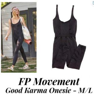 Free People FP Movement Good Karma Onesie Jumpsuit in Black